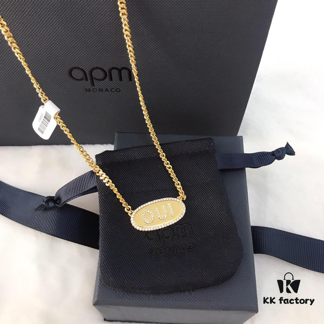 APM Monaco French-style Luxury Rose Gold Amour Letter Pendant Necklace - Christmas Set