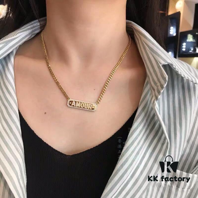 APM Monaco French-style Luxury Rose Gold Amour Letter Pendant Necklace - Christmas Set