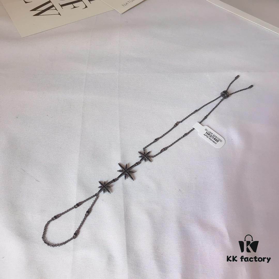 APM Monaco Bracelet with Cross Star and Shooting Star Design, Integrated Back-of-Hand Chain, Gift for Girlfriend