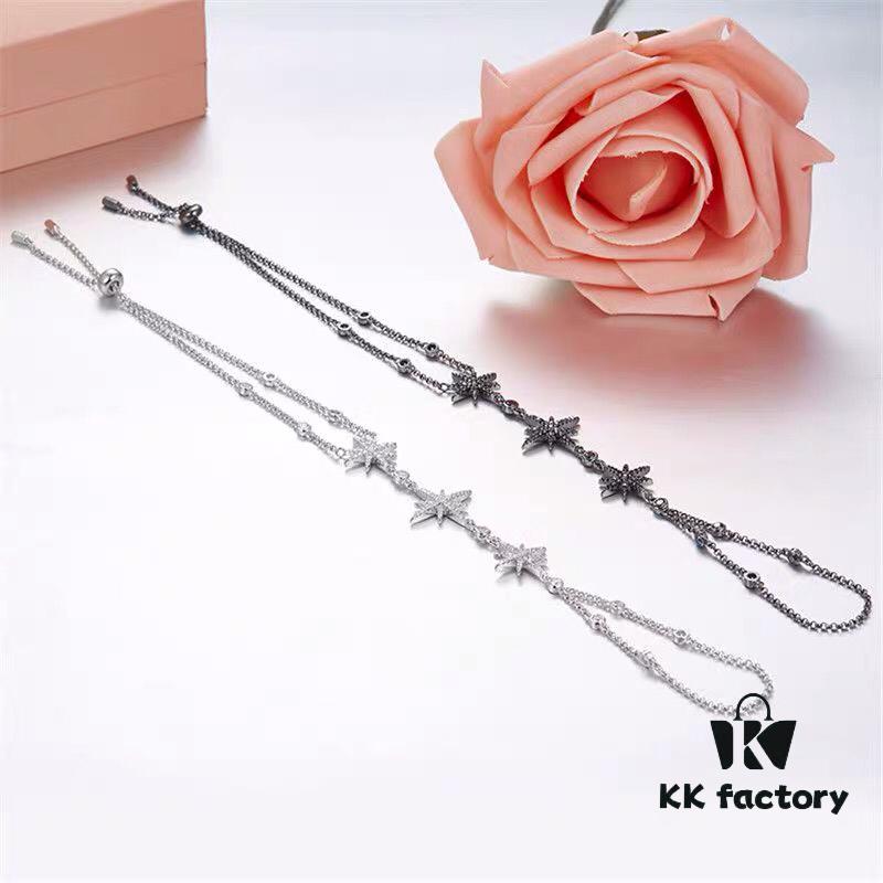 APM Monaco Bracelet with Cross Star and Shooting Star Design, Integrated Back-of-Hand Chain, Gift for Girlfriend