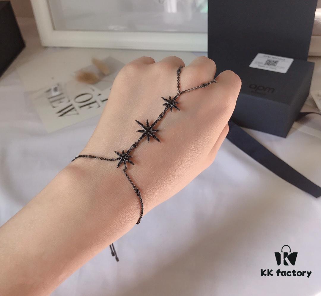 APM Monaco Bracelet with Cross Star and Shooting Star Design, Integrated Back-of-Hand Chain, Gift for Girlfriend