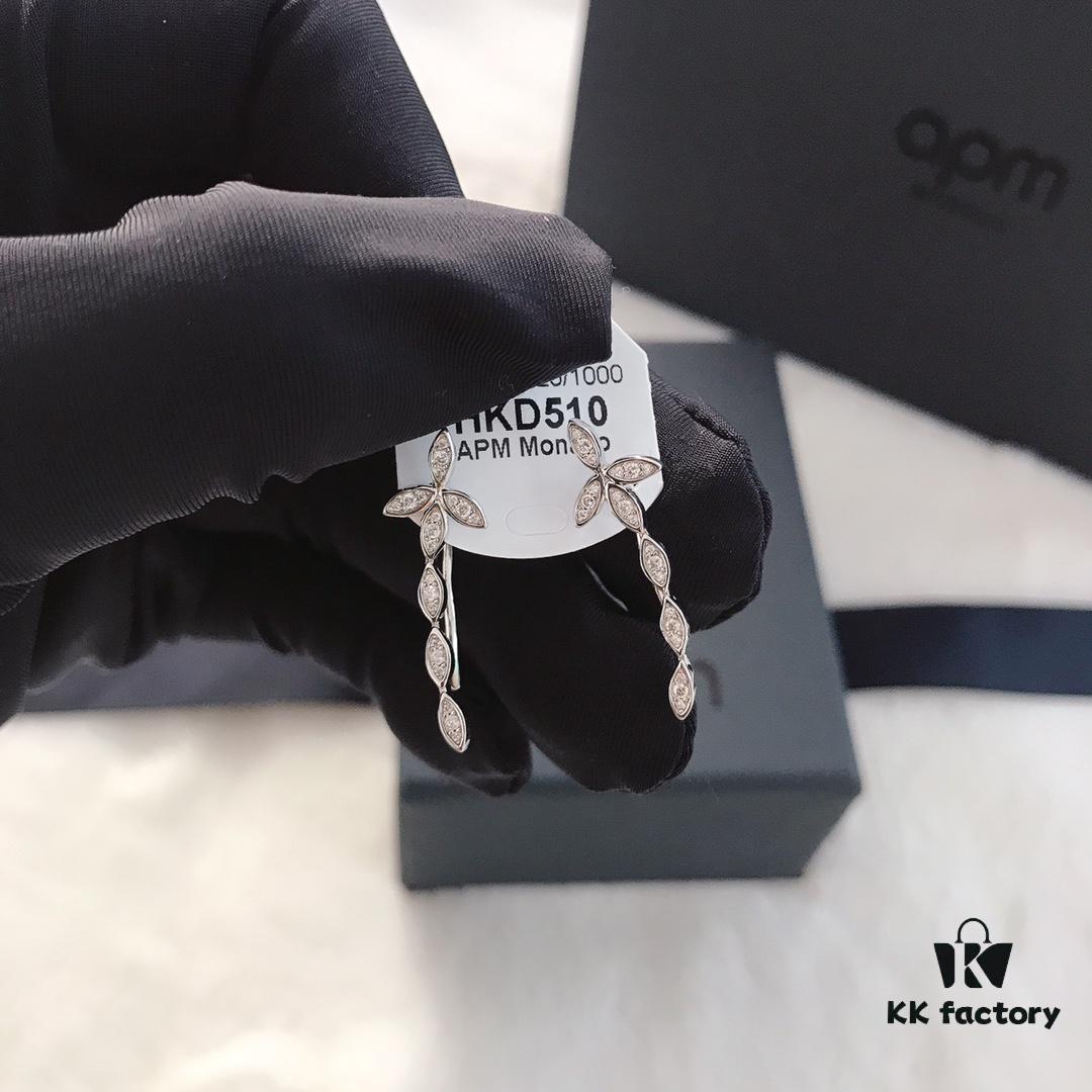 APM Monaco Exquisite Flower Earrings, Elegant and Minimalist Curved Design