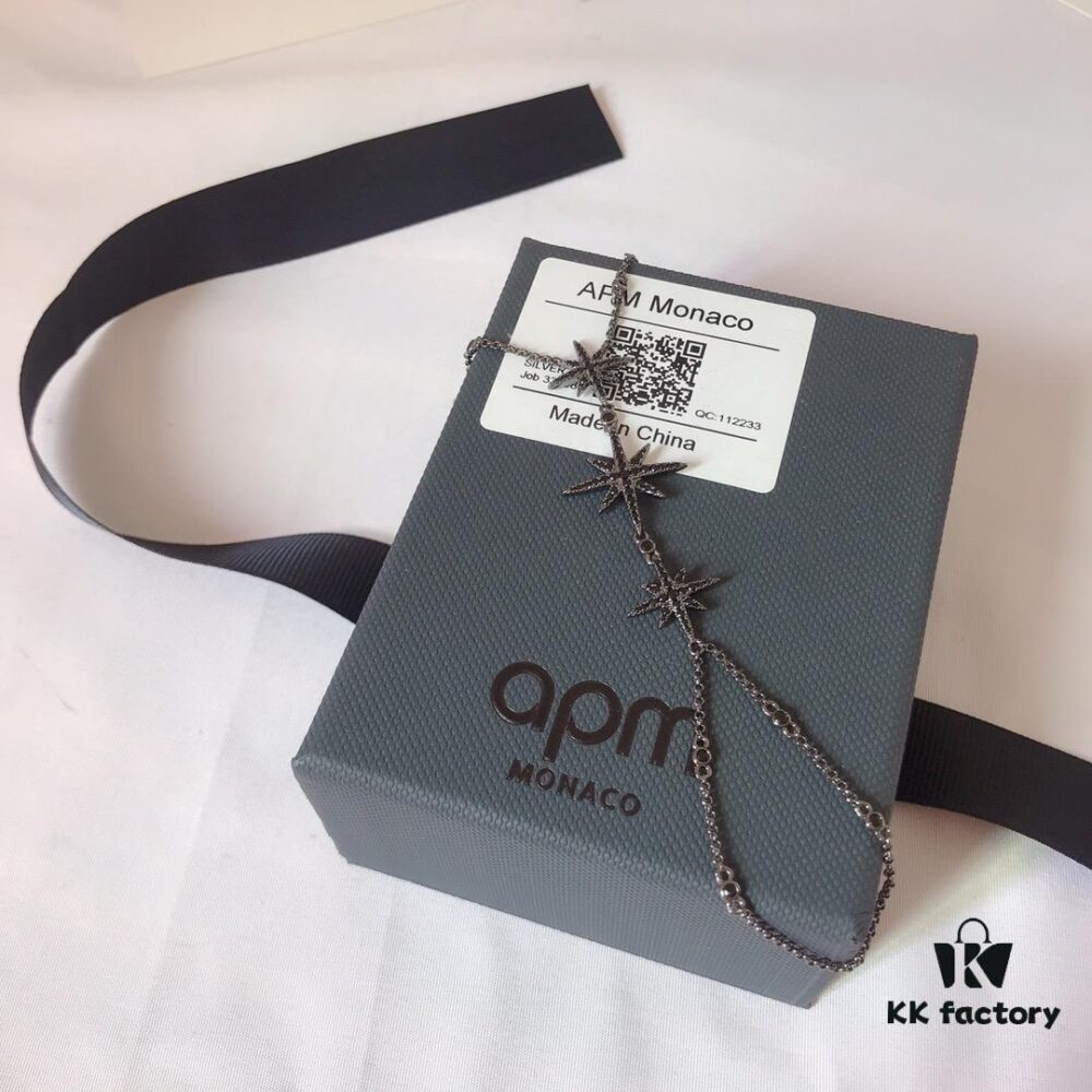 APM Monaco Bracelet with Cross Star and Shooting Star Design, Integrated Back-of-Hand Chain, Gift for Girlfriend