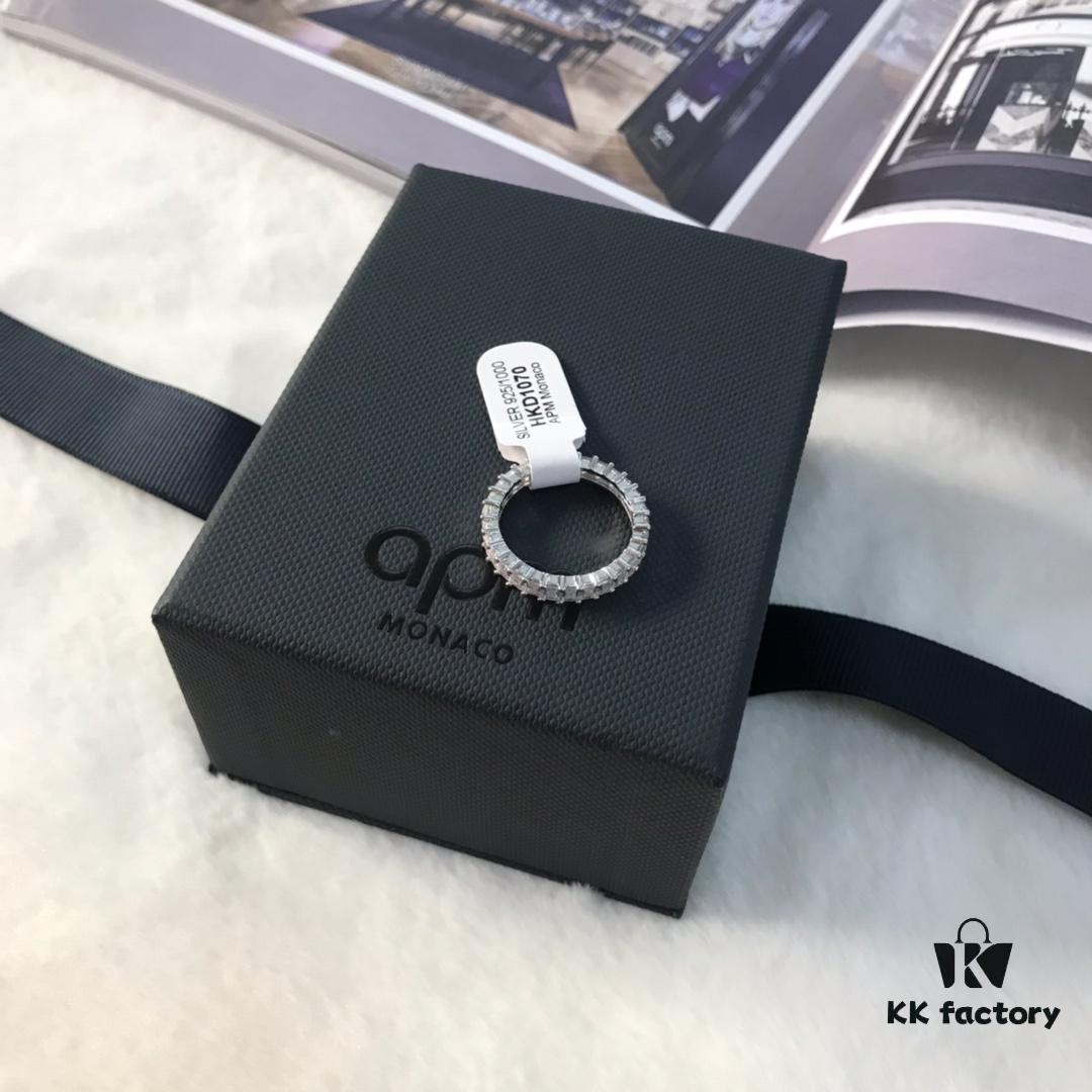 APM Monaco Rectangular Zircon Ring, Stylish and Minimalist Design, Versatile Fashion Jewelry for Women