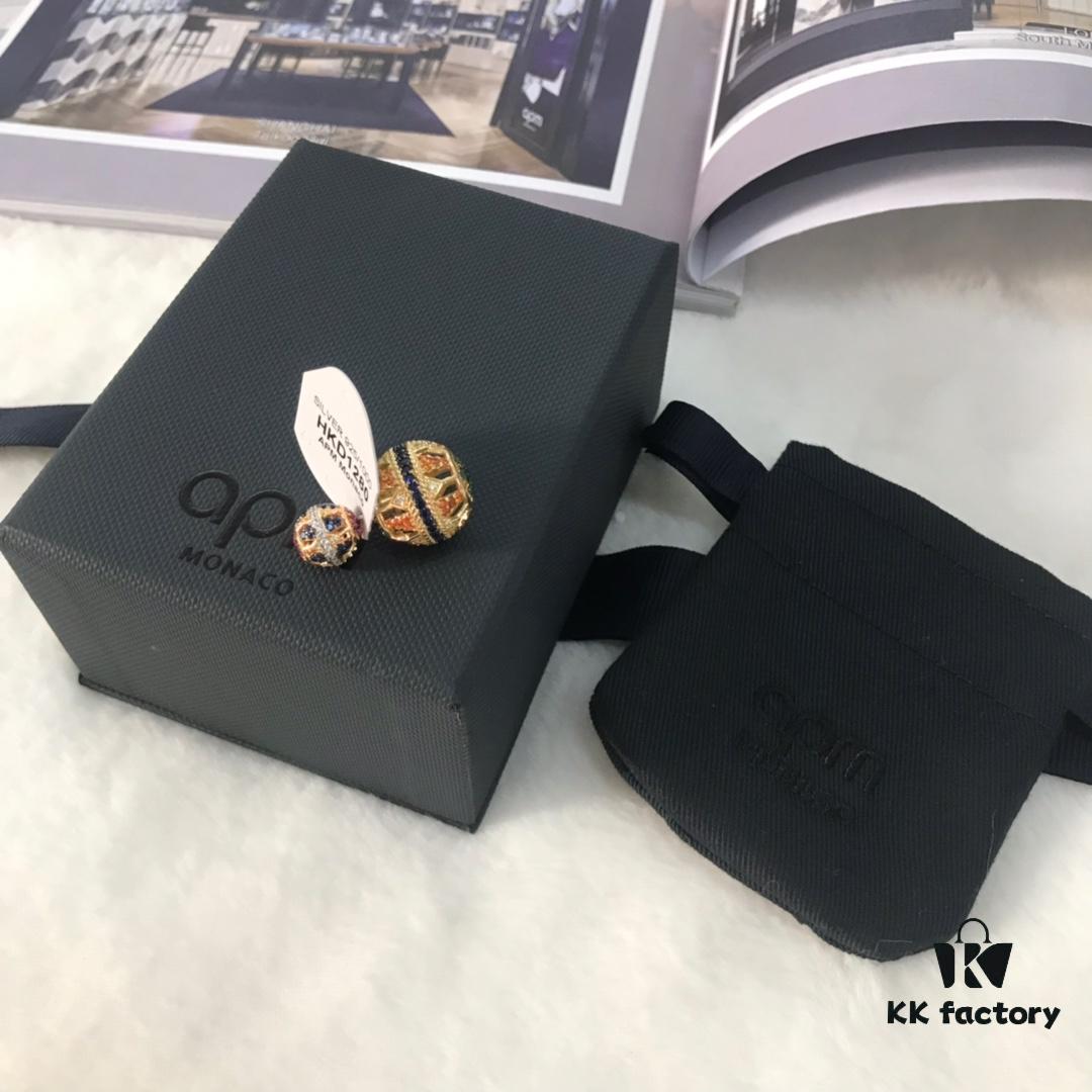 APM Monaco Zirconia Multicolor Hollow Geometric Ball Earrings, Heavy Sparkle Design Stud Earrings Jewelry