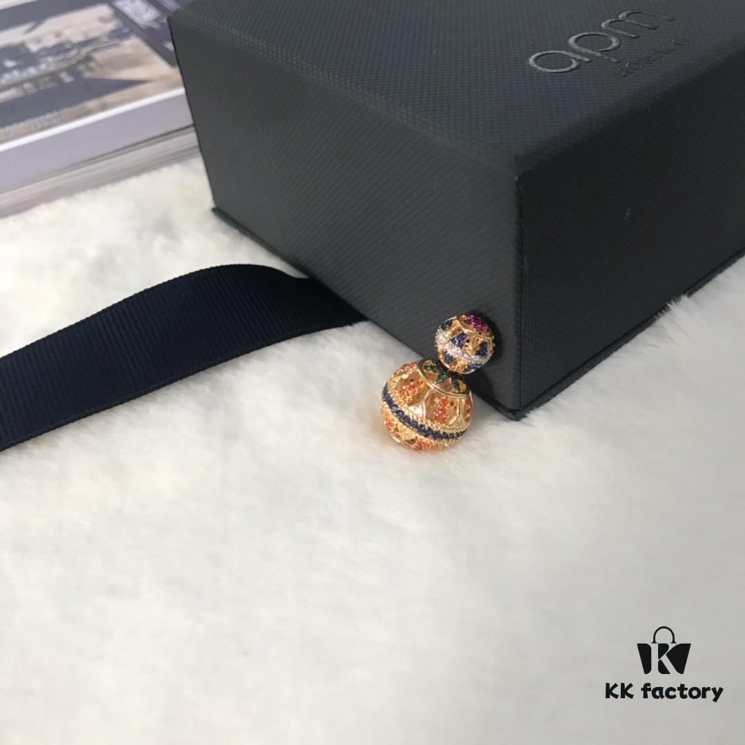 APM Monaco Zirconia Multicolor Hollow Geometric Ball Earrings, Heavy Sparkle Design Stud Earrings Jewelry