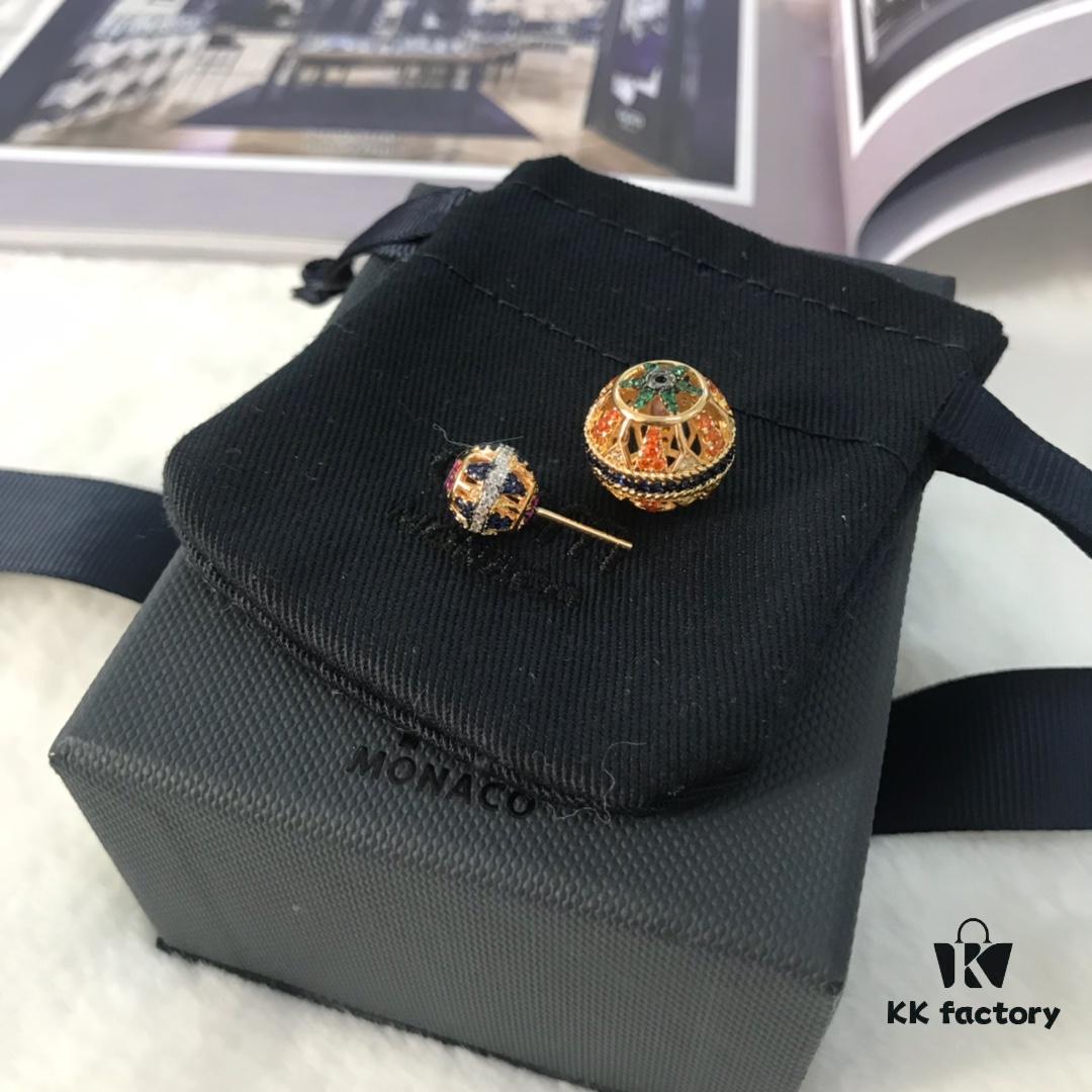 APM Monaco Zirconia Multicolor Hollow Geometric Ball Earrings, Heavy Sparkle Design Stud Earrings Jewelry