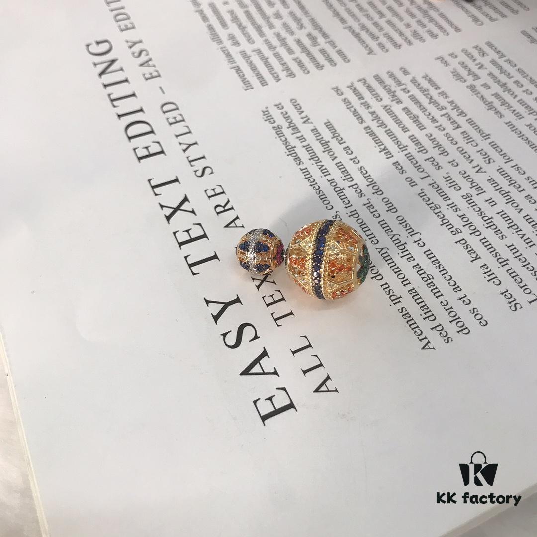 APM Monaco Zirconia Multicolor Hollow Geometric Ball Earrings, Heavy Sparkle Design Stud Earrings Jewelry