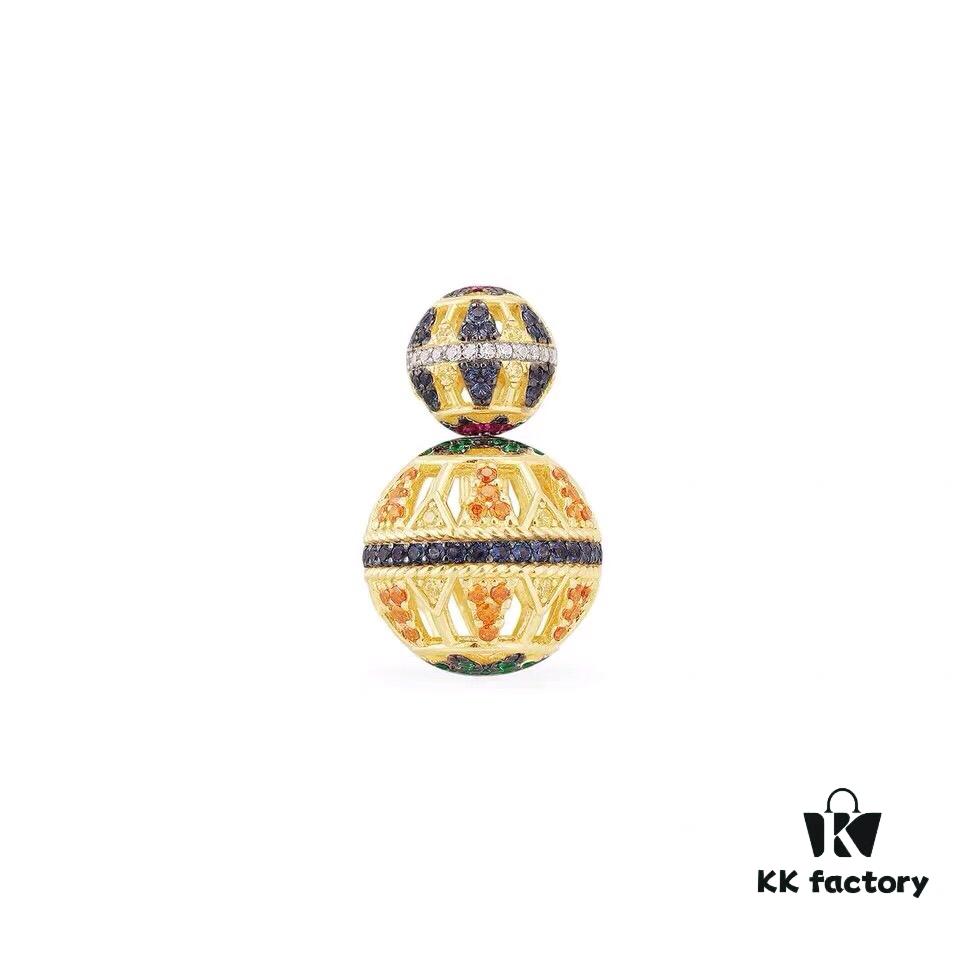 APM Monaco Zirconia Multicolor Hollow Geometric Ball Earrings, Heavy Sparkle Design Stud Earrings Jewelry