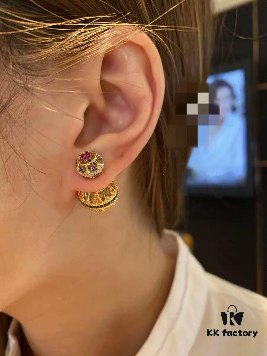 APM Monaco Zirconia Multicolor Hollow Geometric Ball Earrings, Heavy Sparkle Design Stud Earrings Jewelry