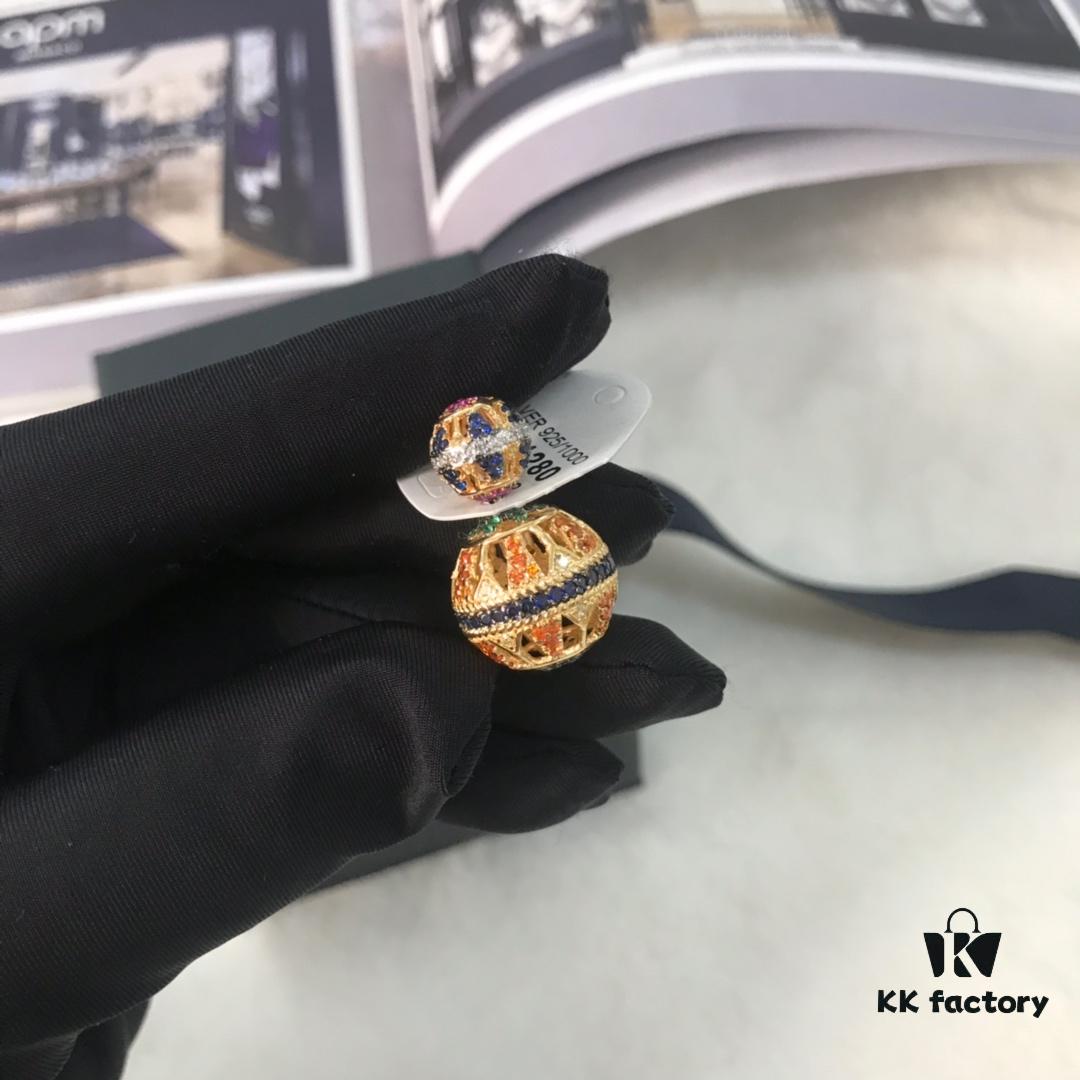 APM Monaco Zirconia Multicolor Hollow Geometric Ball Earrings, Heavy Sparkle Design Stud Earrings Jewelry