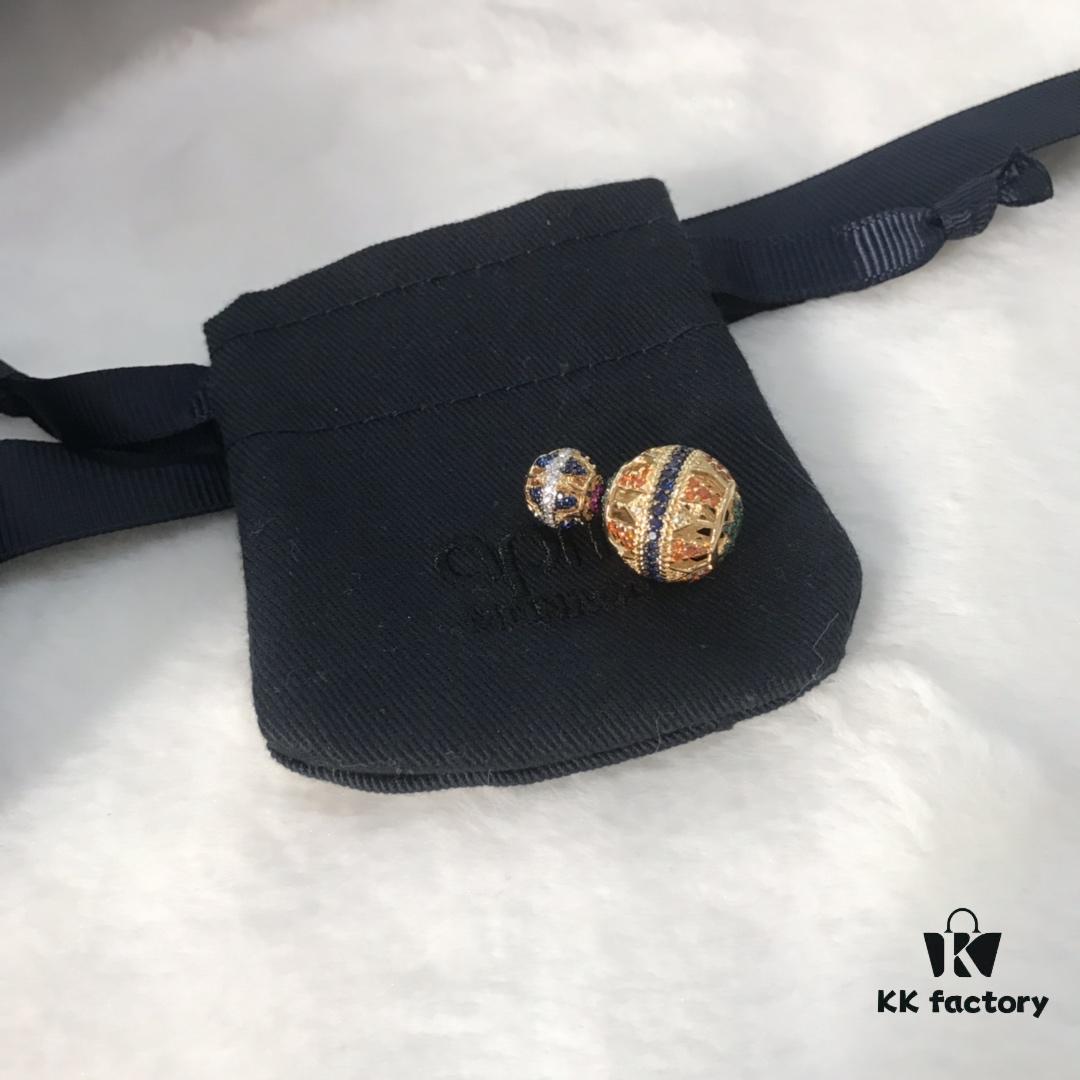 APM Monaco Zirconia Multicolor Hollow Geometric Ball Earrings, Heavy Sparkle Design Stud Earrings Jewelry