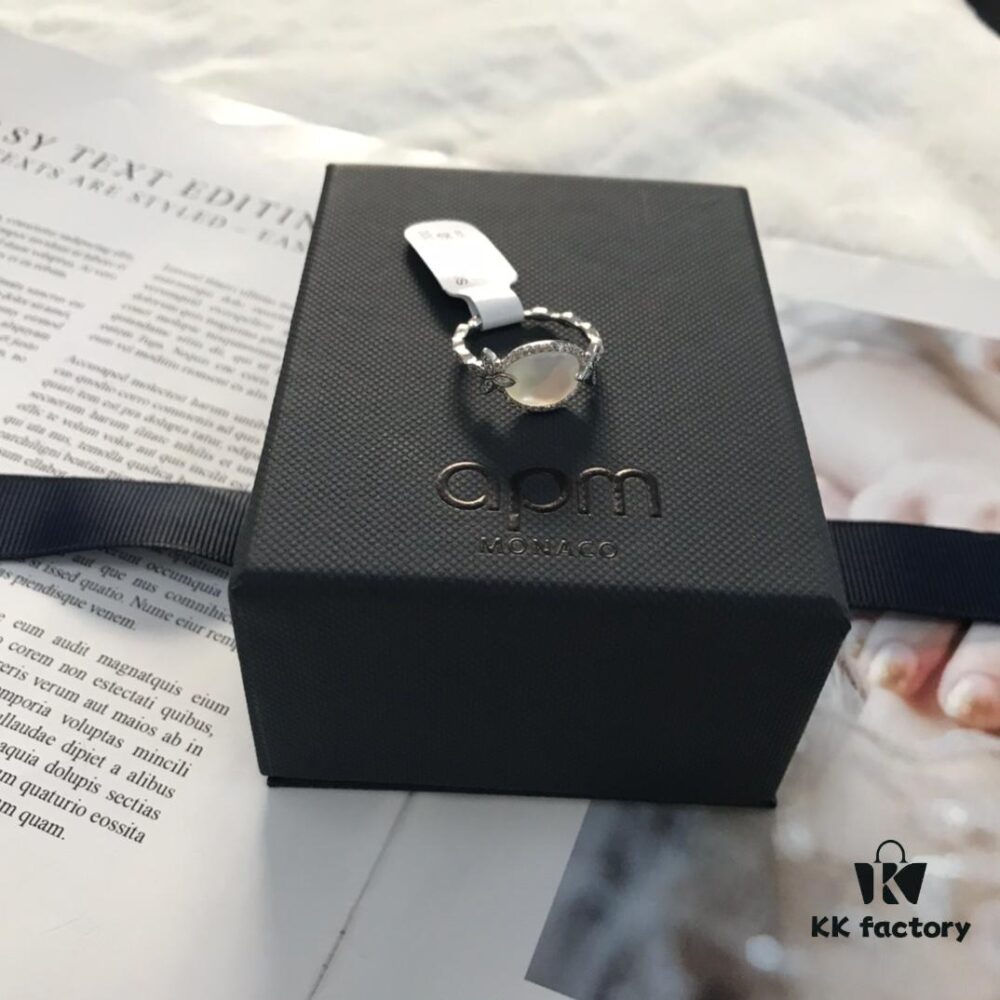 APM Monaco White Mother-of-Pearl Ring Original Set Newly Released