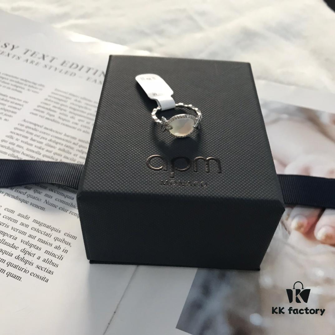 APM Monaco White Mother-of-Pearl Ring Original Set Newly Released