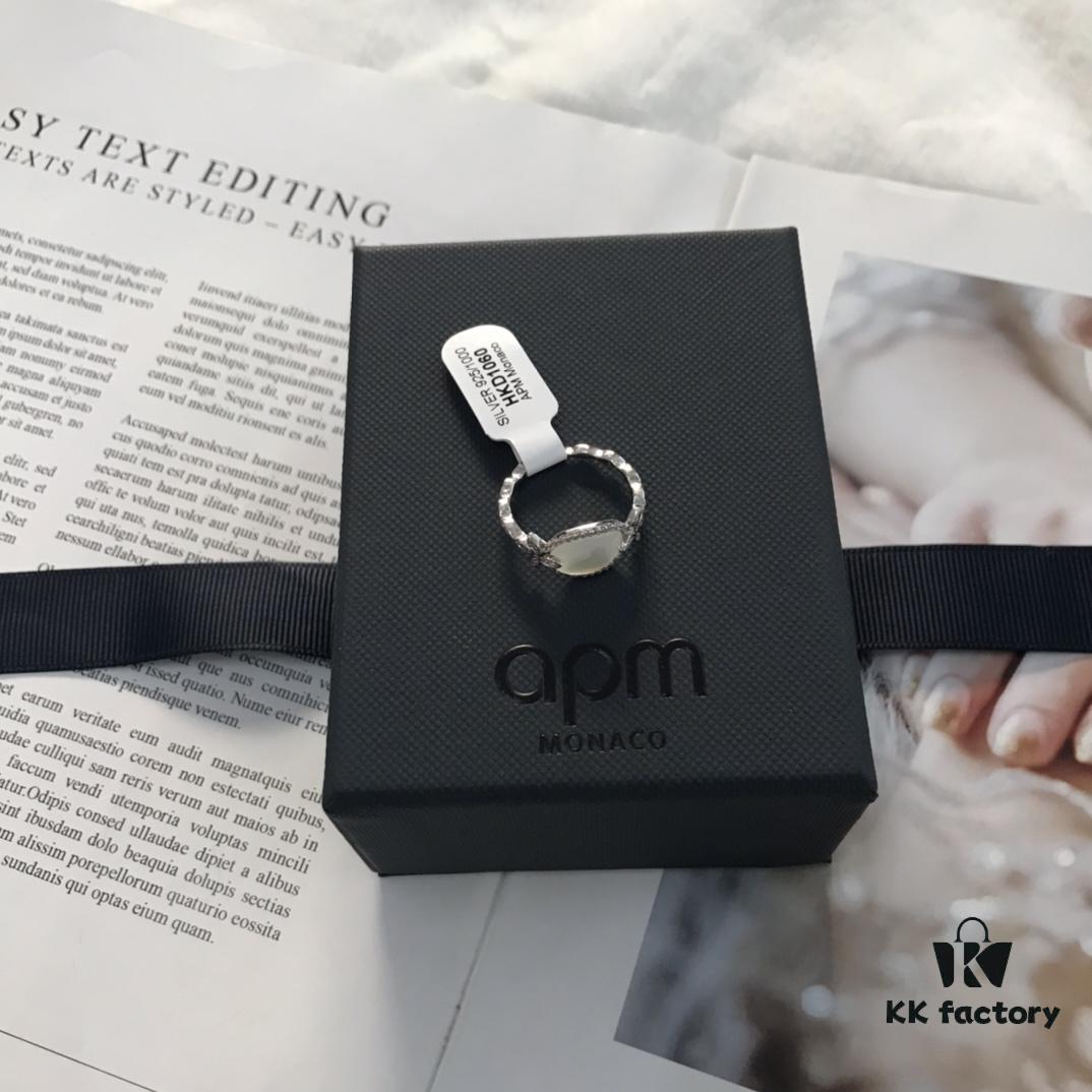 APM Monaco White Mother-of-Pearl Ring Original Set Newly Released