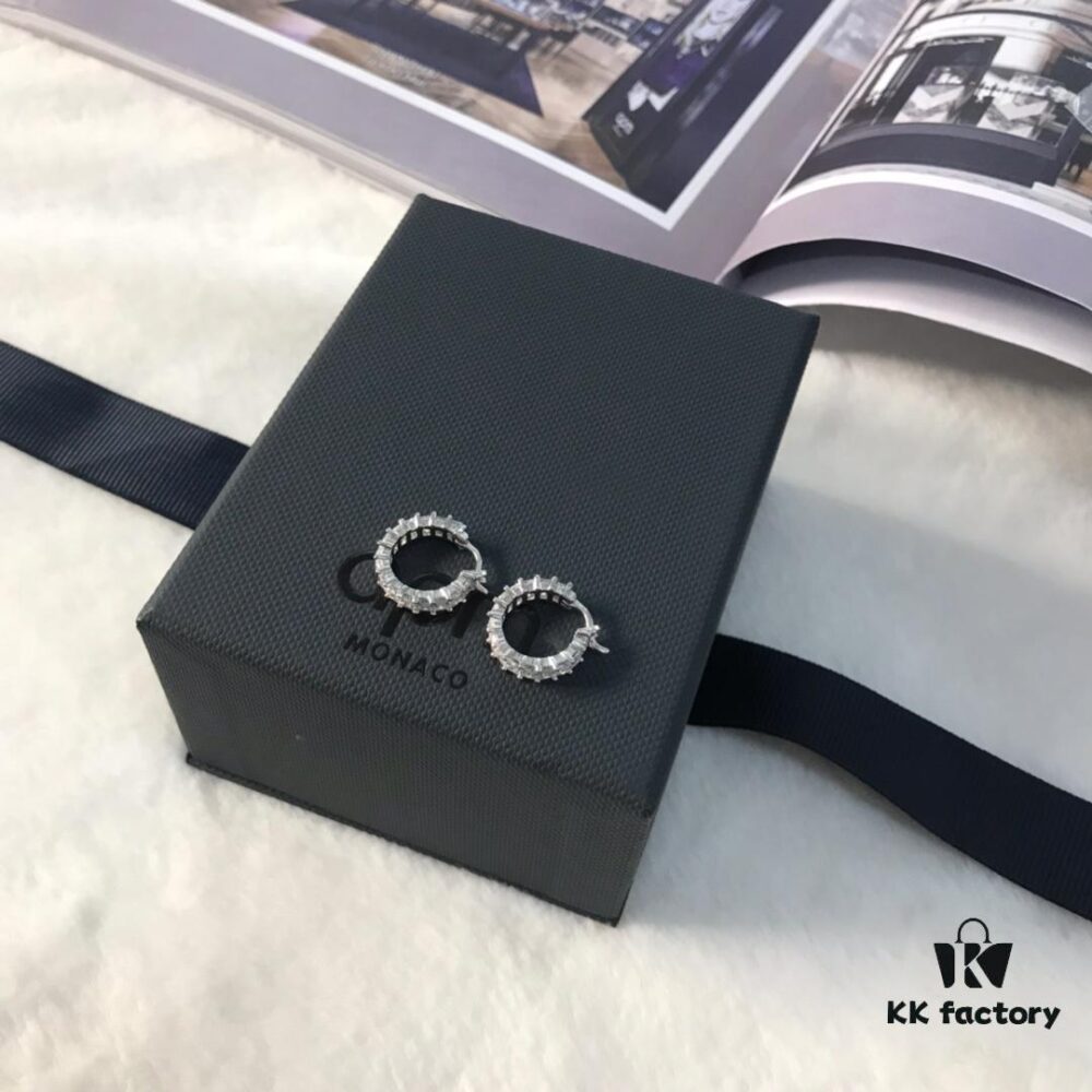 APM Monaco Rectangular Crystal Earrings for Women, Minimalist Fashion Drop Earrings, Elegant Jewelry