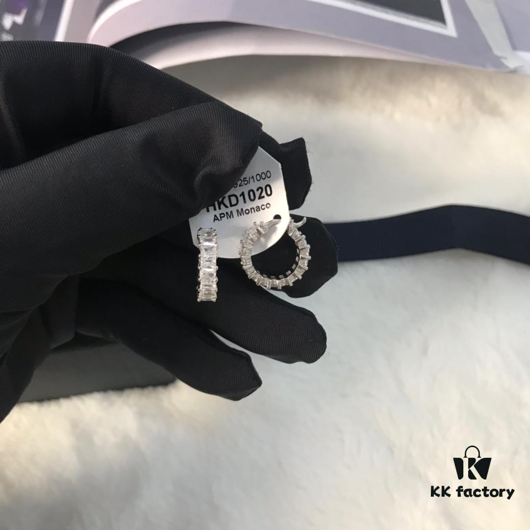 APM Monaco Rectangular Crystal Earrings for Women, Minimalist Fashion Drop Earrings, Elegant Jewelry