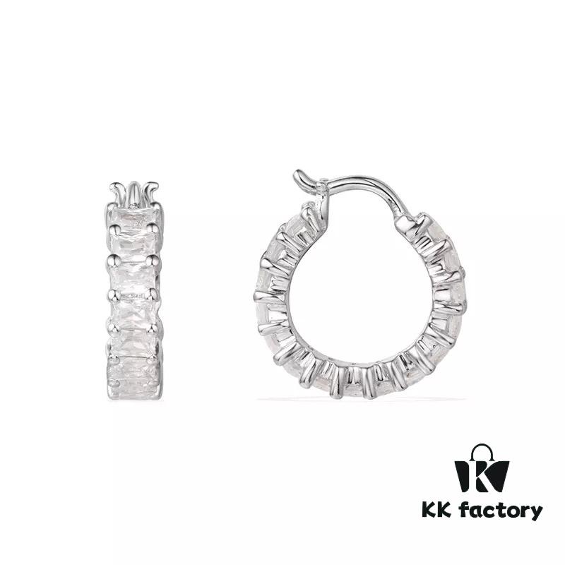 APM Monaco Rectangular Crystal Earrings for Women, Minimalist Fashion Drop Earrings, Elegant Jewelry