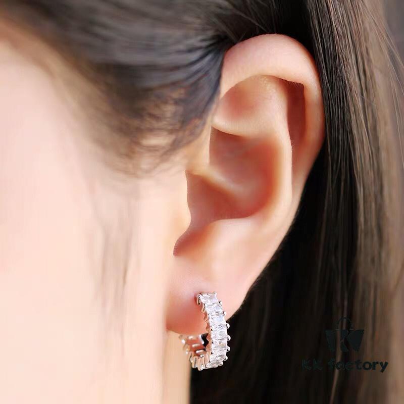 APM Monaco Rectangular Crystal Earrings for Women, Minimalist Fashion Drop Earrings, Elegant Jewelry