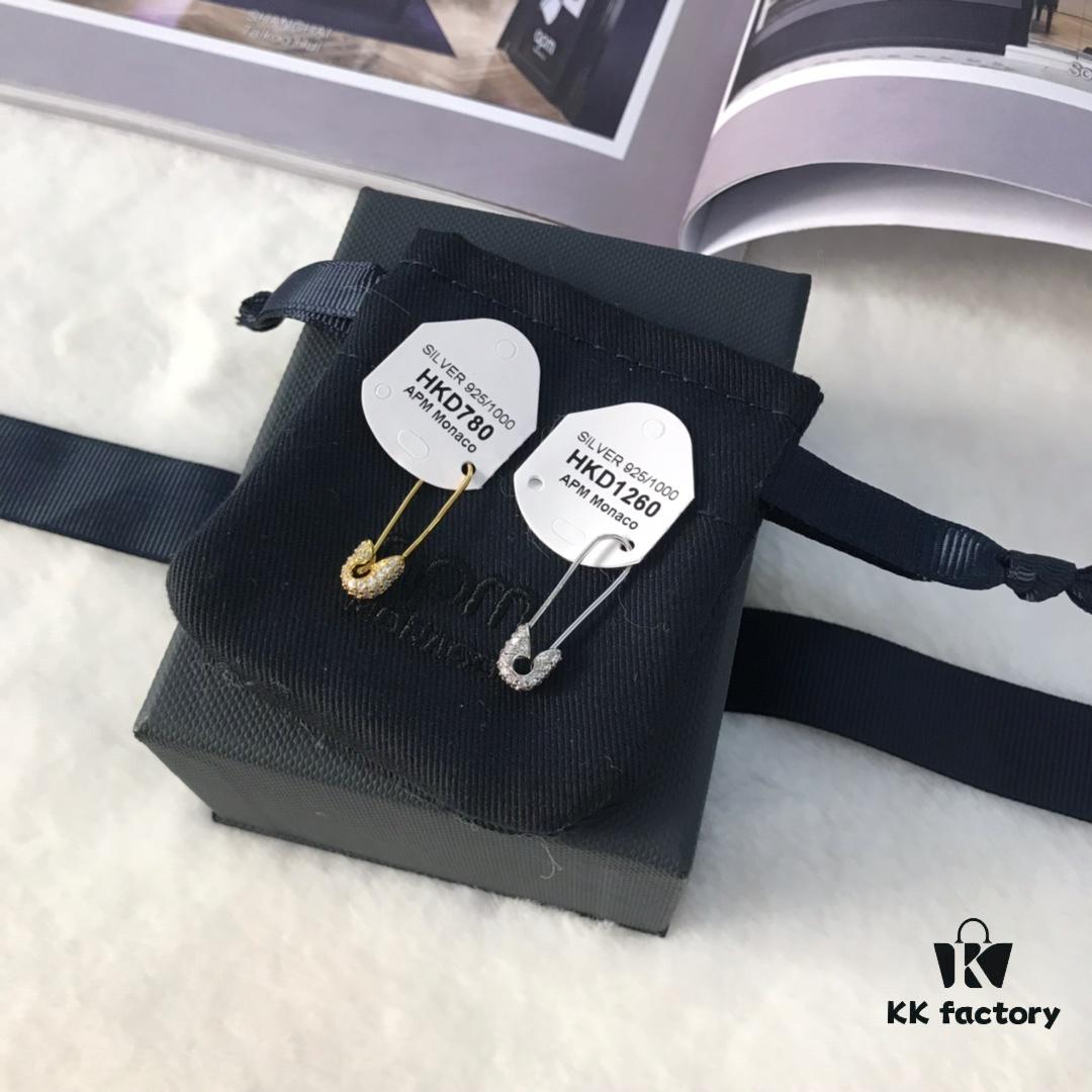 APM Monaco Pin Stud Earrings, Fashionable and Minimalist Design, Elegant and Versatile Small Exquisite Women's Style