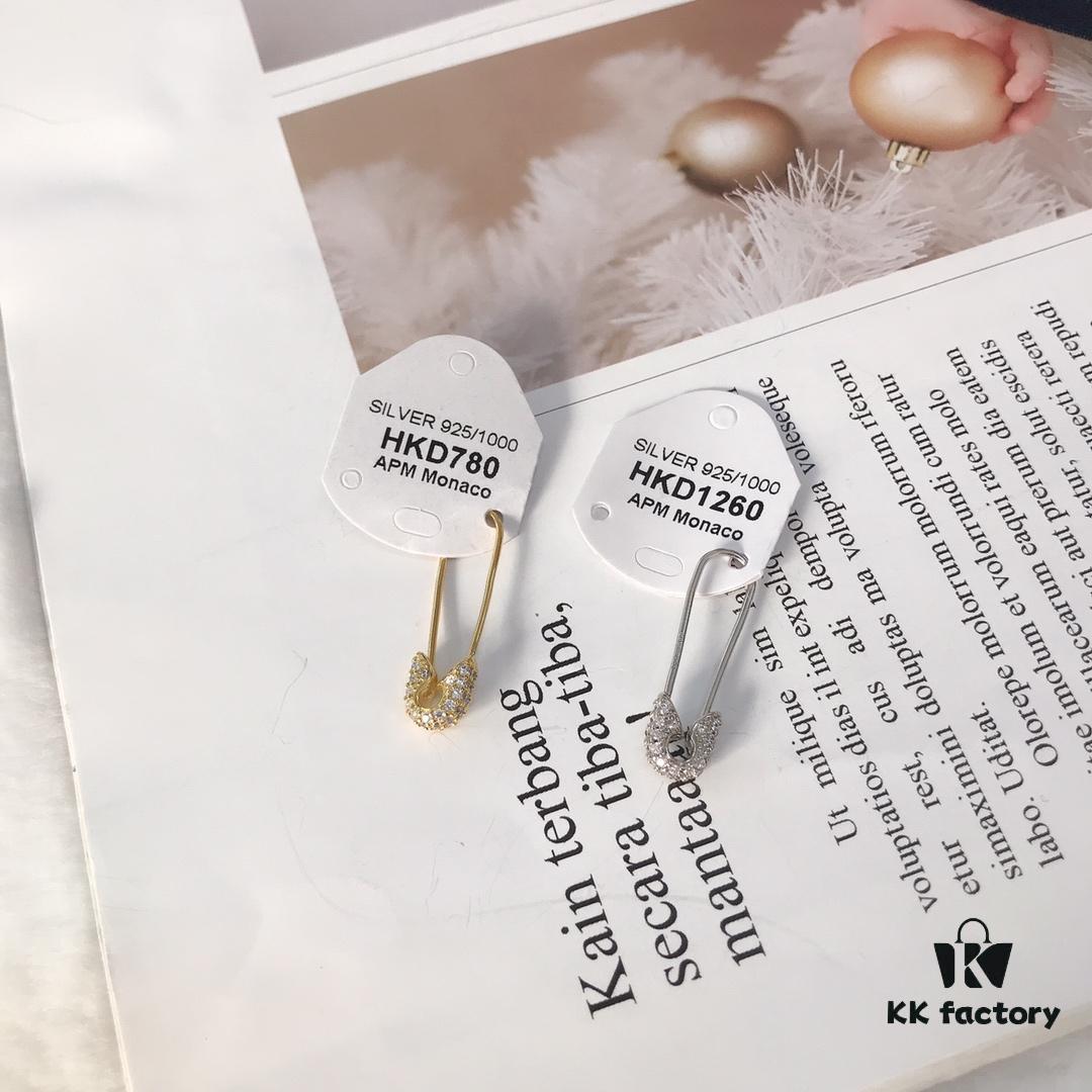 APM Monaco Pin Stud Earrings, Fashionable and Minimalist Design, Elegant and Versatile Small Exquisite Women's Style