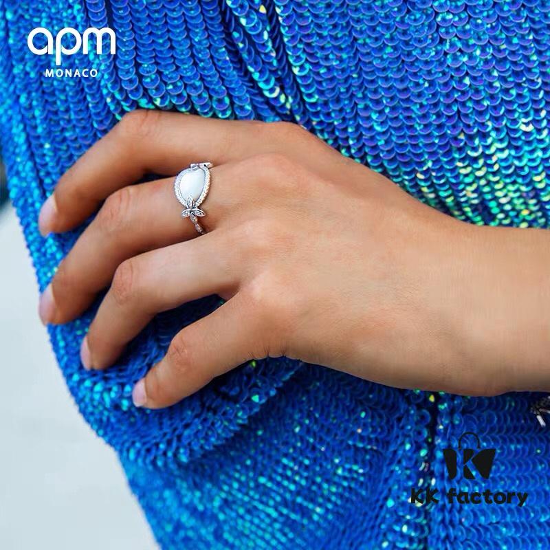 APM Monaco White Mother-of-Pearl Ring Original Set Newly Released