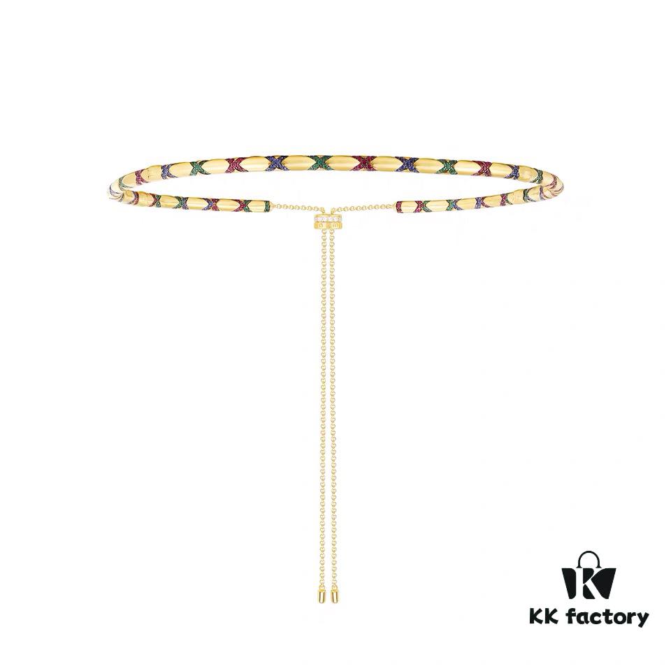 APM Monaco Colorful Tribal Choker Necklace with Adjustable Pendant Chain, Avant-garde Retro Design for Women