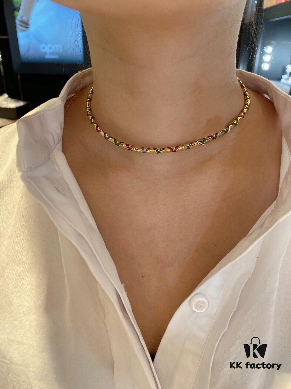 APM Monaco Colorful Tribal Choker Necklace with Adjustable Pendant Chain, Avant-garde Retro Design for Women