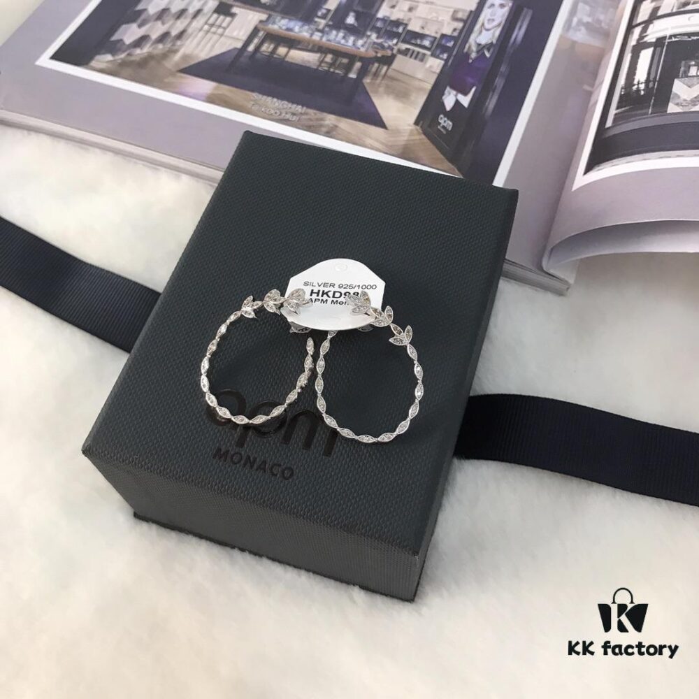 APM Monaco Open Circle Flower Earrings for Women, Elegant and Minimalist Leaf Studs, Fashionable Jewelry