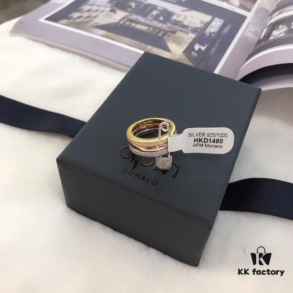 APM Monaco Three-Color Pin Ring, Stylish and Trendy Unisex Fashion Statement Piece