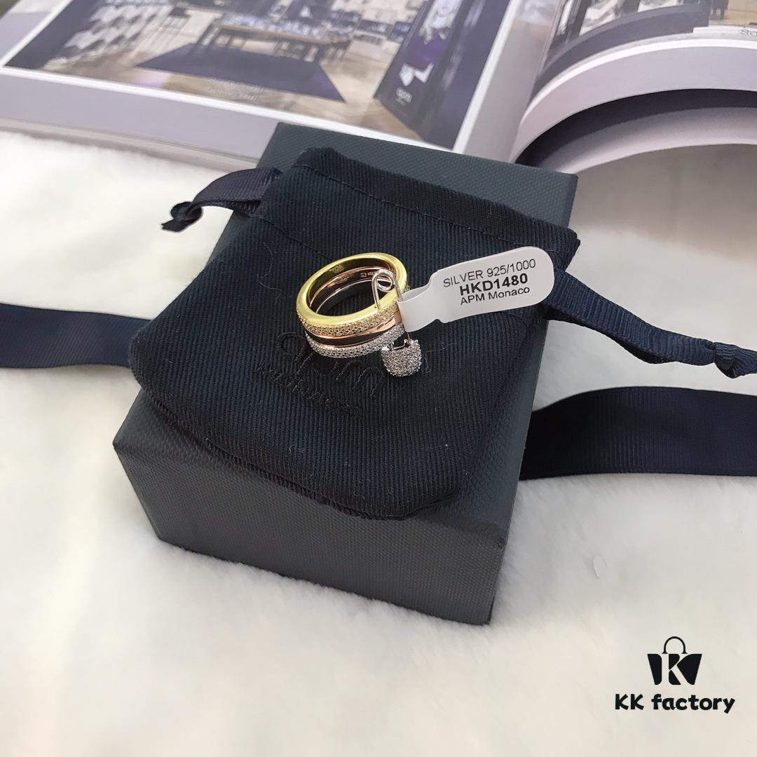 APM Monaco Three-Color Pin Ring, Stylish and Trendy Unisex Fashion Statement Piece