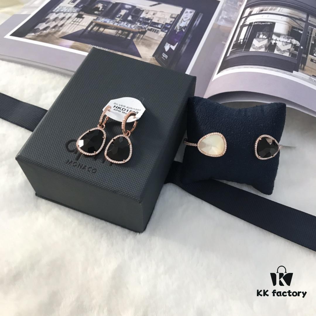 APM Monaco Mother-of-Pearl Bracelet and Earrings Set