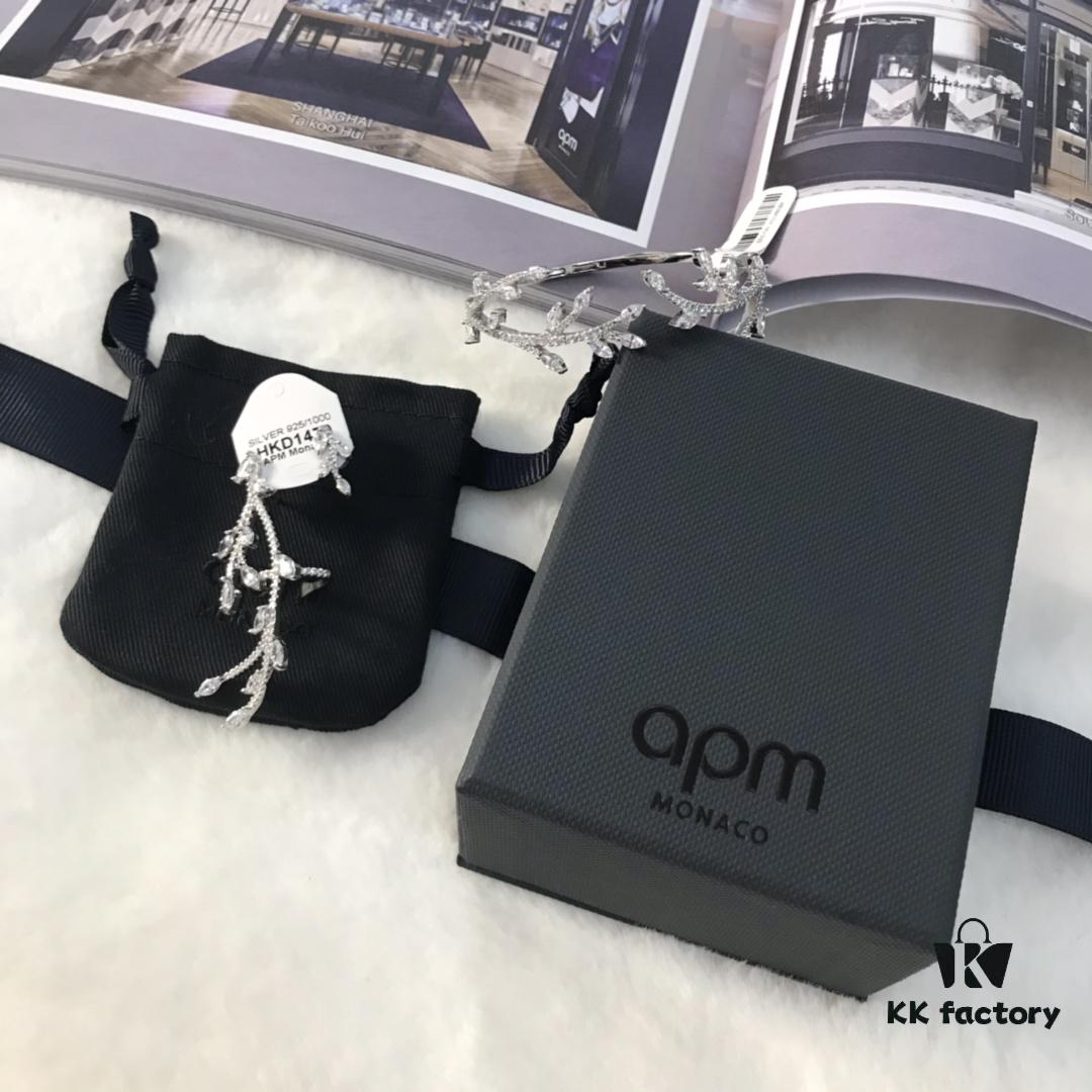 APM Monaco Olive Branch Bracelet and Earrings/Ear Clips Set