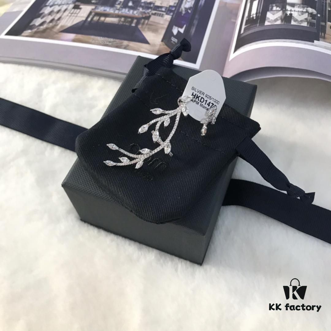 APM Monaco Olive Branch Bracelet and Earrings/Ear Clips Set