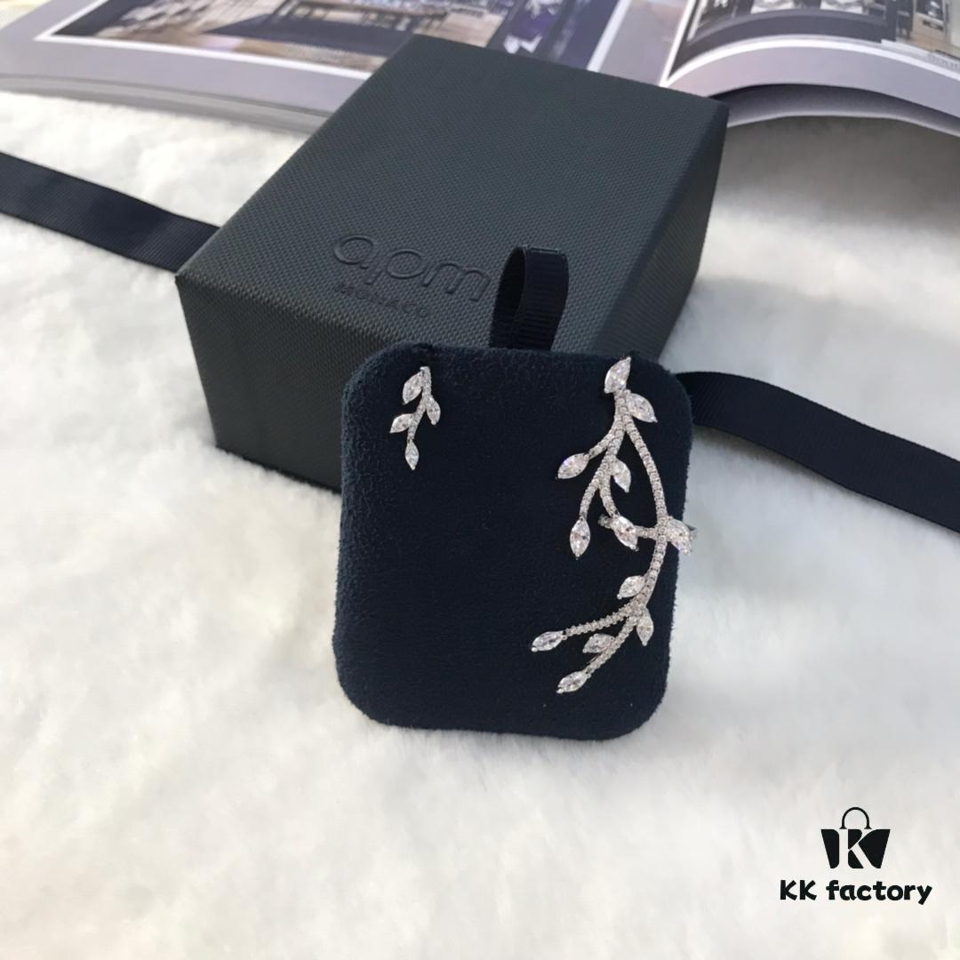 APM Monaco Olive Branch Bracelet and Earrings/Ear Clips Set