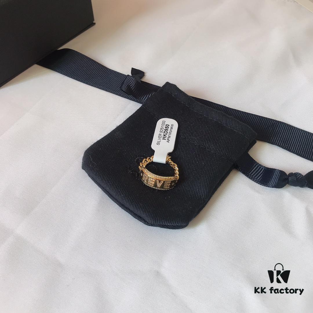 APM Monaco Letter Ring, Unique Fashionable Minimalist Vintage Style, Ideal Gift Choice