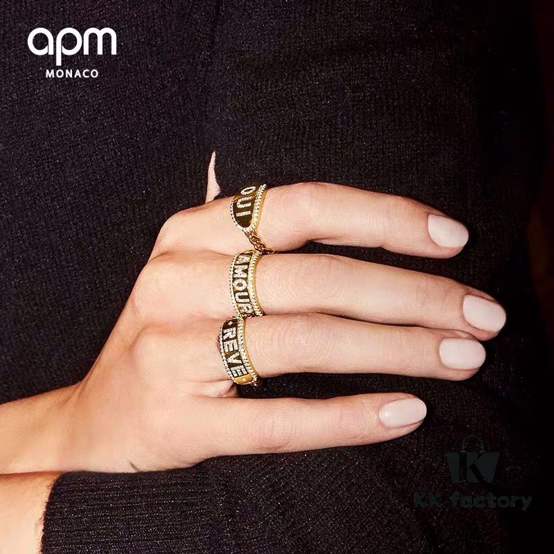 APM Monaco Letter Ring, Unique Fashionable Minimalist Vintage Style, Ideal Gift Choice