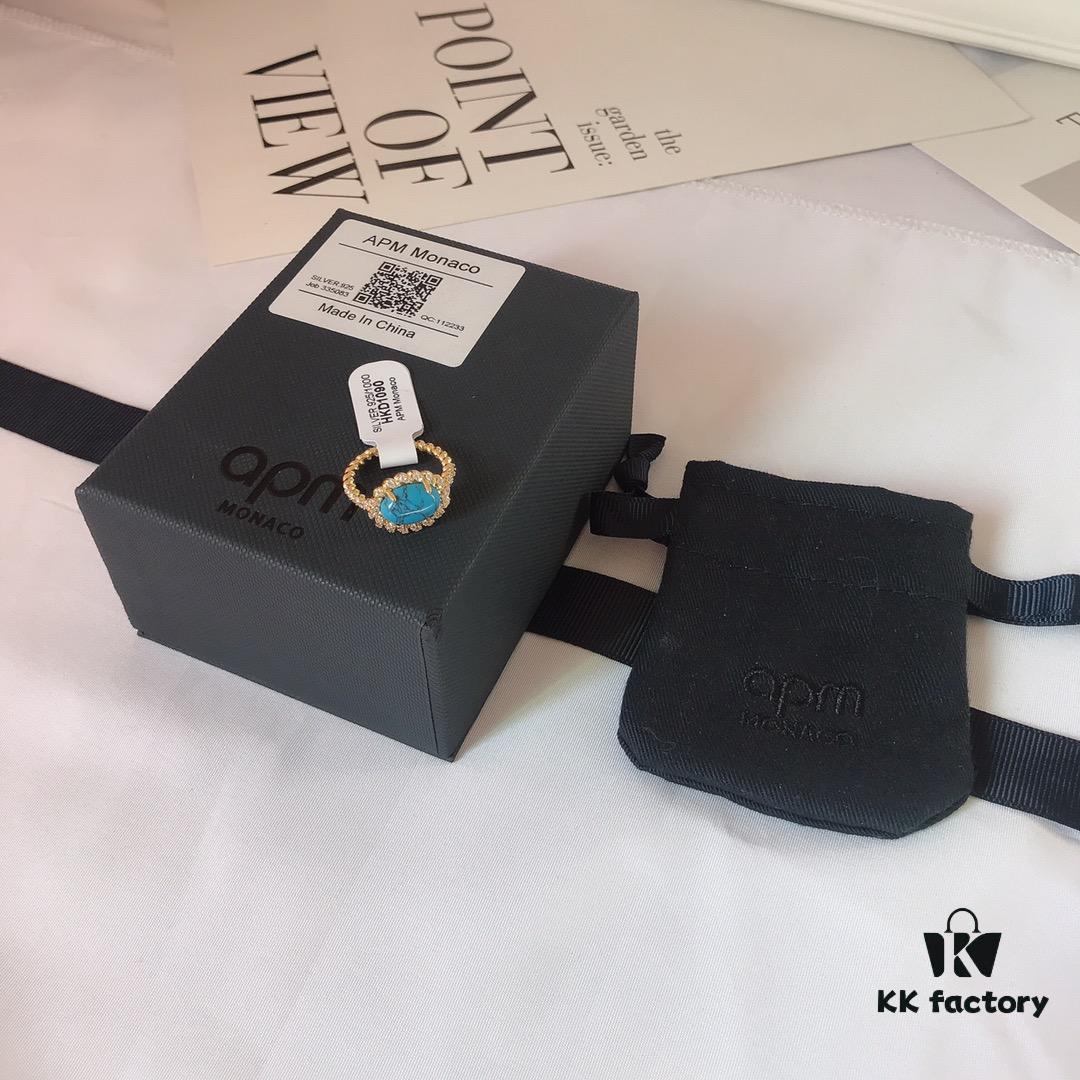 APM Monaco Turquoise Ring, Minimalist and Exquisite Vintage Style, Trendy Jewelry for Women, Perfect Gift Choice