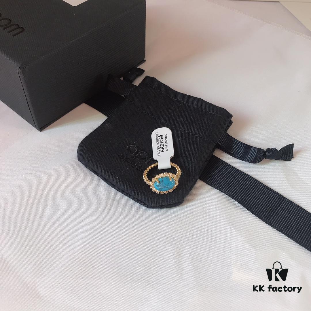 APM Monaco Turquoise Ring, Minimalist and Exquisite Vintage Style, Trendy Jewelry for Women, Perfect Gift Choice