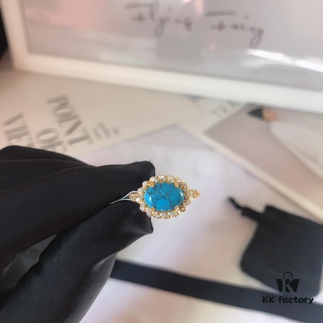 APM Monaco Turquoise Ring, Minimalist and Exquisite Vintage Style, Trendy Jewelry for Women, Perfect Gift Choice