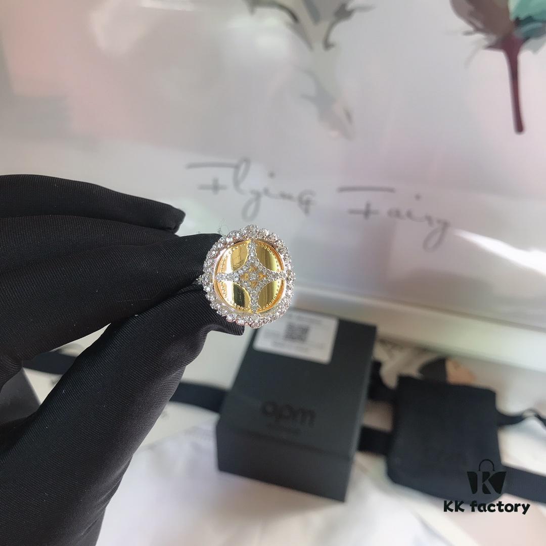 APM Monaco Round Plate Starry Sky Ring, Baroque Style Fashionable and Versatile Women's Ring