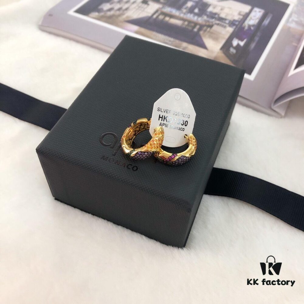 APM Monaco Colorful Small Earrings for Women, Stylish and Elegant Geometric Design, Delicate Hoop Earrings