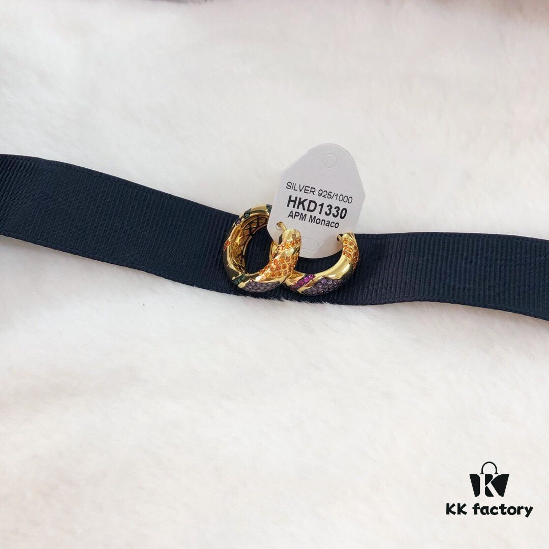 APM Monaco Colorful Small Earrings for Women, Stylish and Elegant Geometric Design, Delicate Hoop Earrings