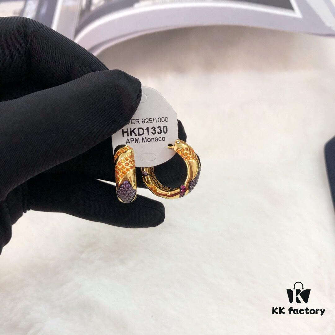 APM Monaco Colorful Small Earrings for Women, Stylish and Elegant Geometric Design, Delicate Hoop Earrings