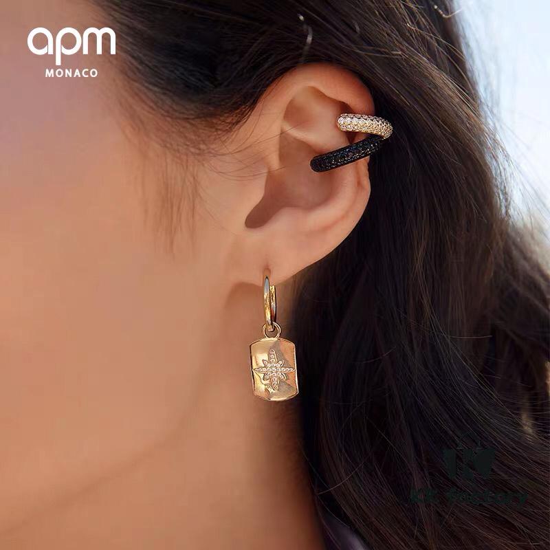 APM Monaco Union Flag Earrings, Stylish and Minimalist Design, Vintage Ins Fashion, Perfect Match for Any Occasion