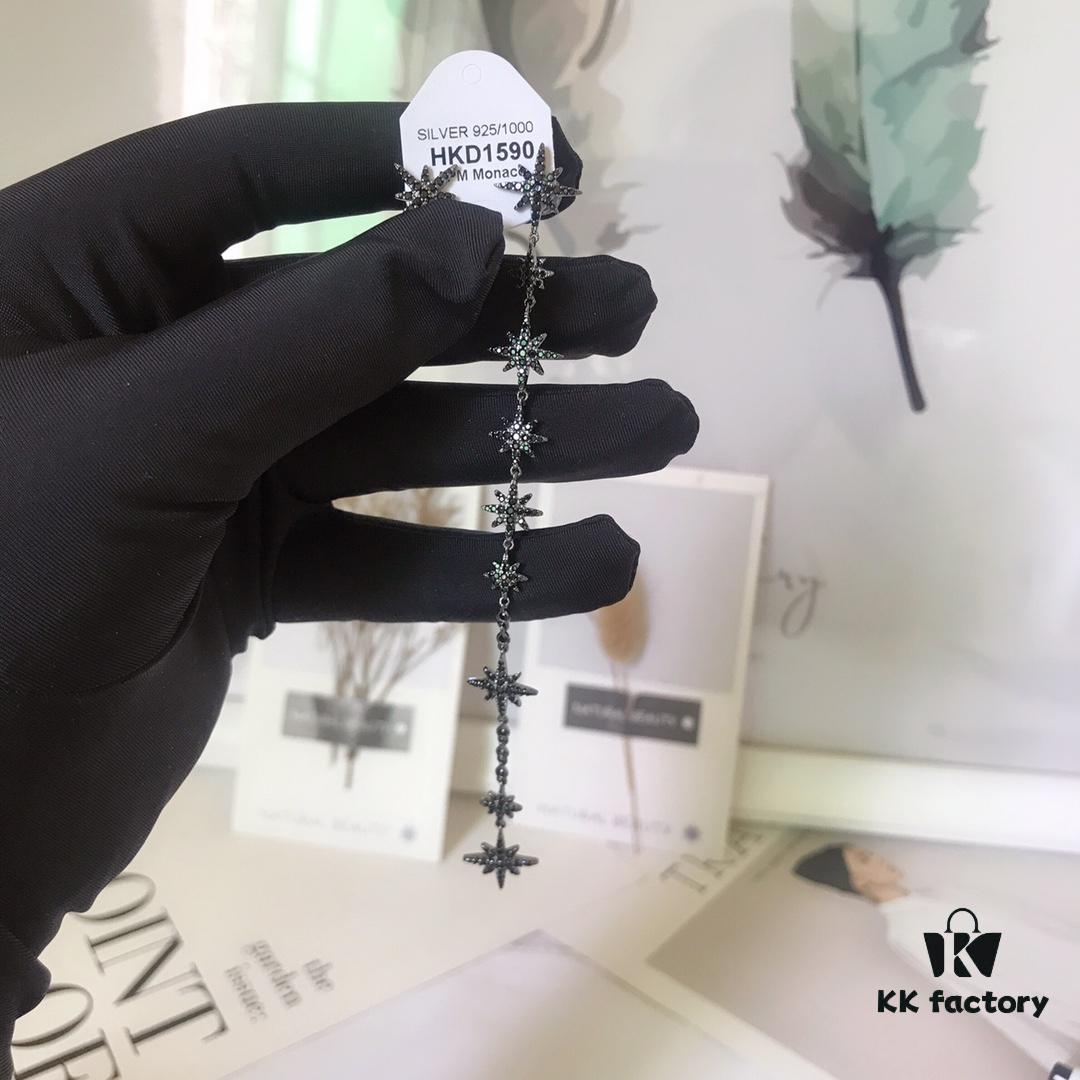 APM Monaco Asymmetric Long Shooting Star Earrings, Stylish and Minimalist Design for Women