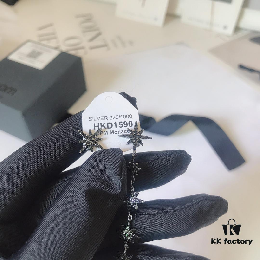 APM Monaco Asymmetric Long Shooting Star Earrings, Stylish and Minimalist Design for Women