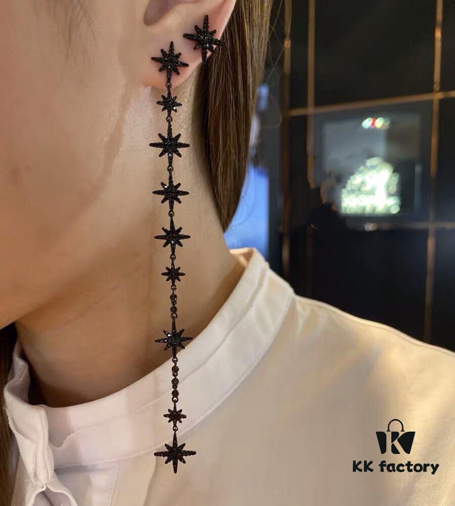 APM Monaco Asymmetric Long Shooting Star Earrings, Stylish and Minimalist Design for Women