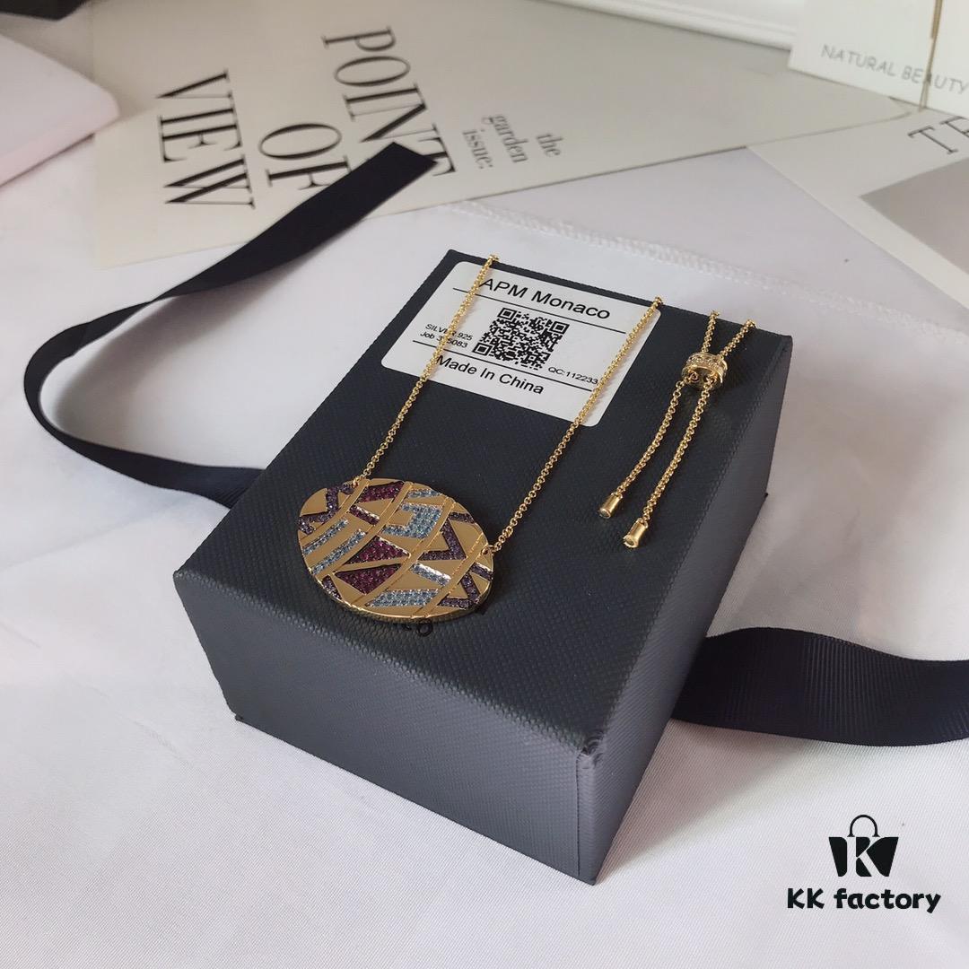 APM Monaco Colorful Tribal Style Oval Necklace for Women, Multicolored Bead Retro Mysterious Pendant Neck Chain 8335110