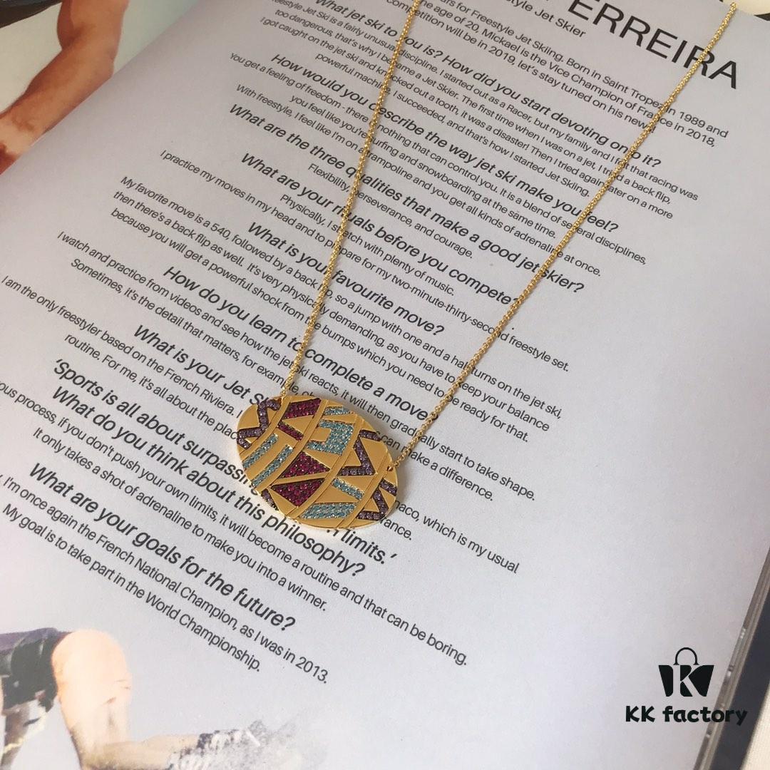 APM Monaco Colorful Tribal Style Oval Necklace for Women, Multicolored Bead Retro Mysterious Pendant Neck Chain 8335110